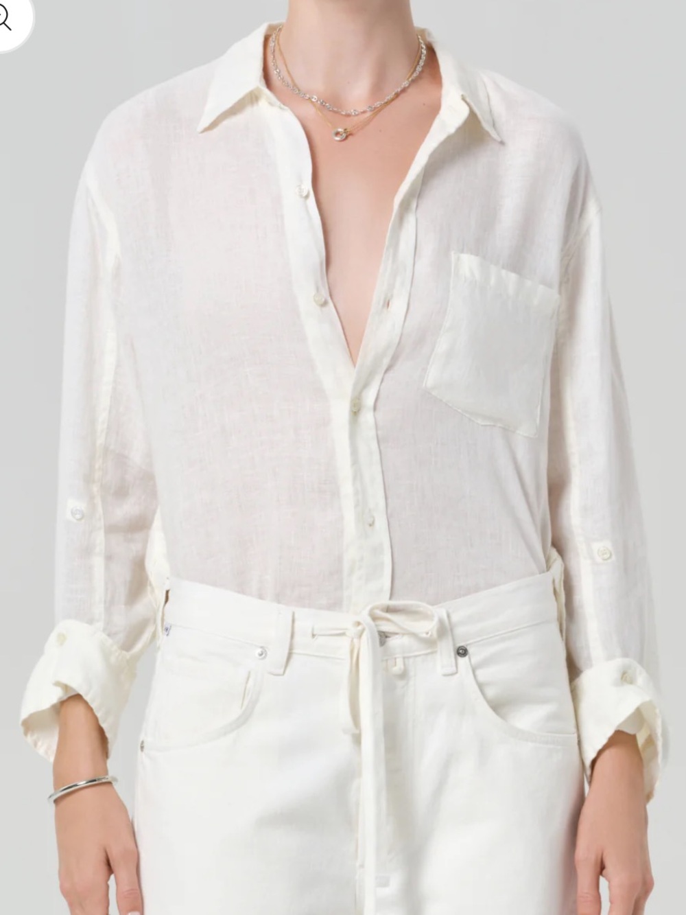 Shrunken Kayla Linen Shirt - Vanilla